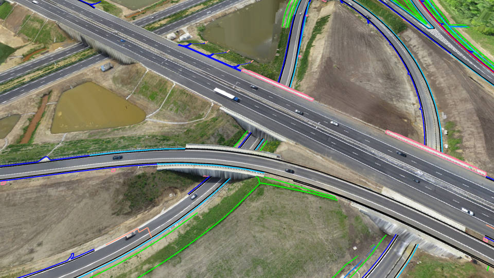 As-built survey along a motorway interchange