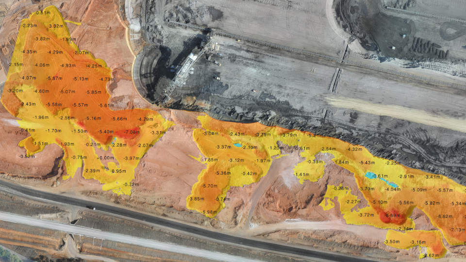 Cut-and-Fill map highlighting cut elevation compared to previous month