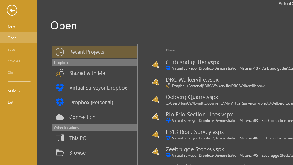 Recent Projects with the Virtual Surveyor Dropbox integration