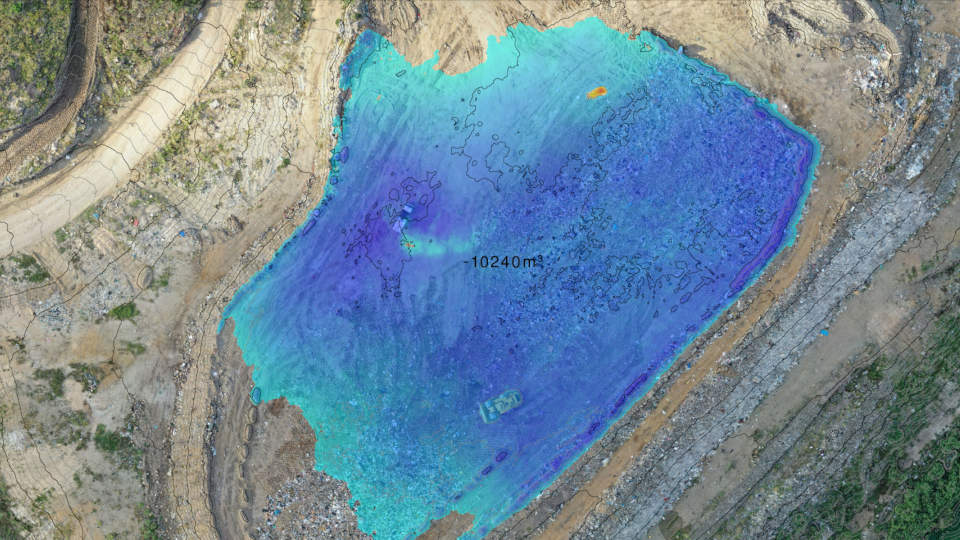 Representation of the available air space between the current drone surey and cap surface.