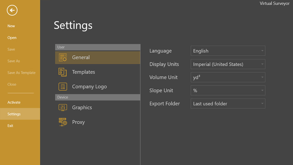 Settings screen showing General settings