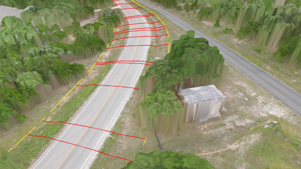 A road survey with section lines